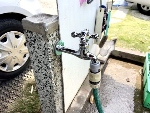 水道修理（水栓柱、蛇口交換）工事　工事後　外水道新規蛇口
