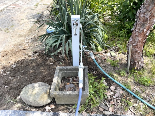 水道修理（水栓柱、蛇口交換）工事　工事後　新規水栓柱取り付け工事後